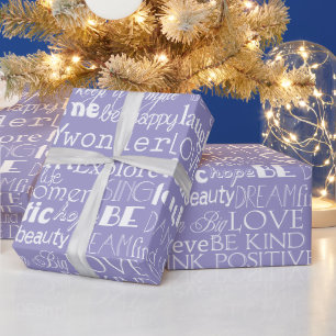 Papel De Presente Púrpura e branca, Palavras Inspiracionais Natal