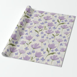 Papel De Presente Púrpura e creme Bonito Padrão Floral