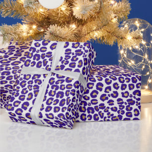 Papel De Presente Púrpura e Dourada Padrão-Leopardo