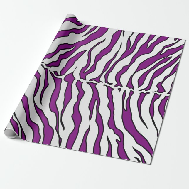 Papel De Presente Púrpura E Tigre Branco Impressão Animal (Desenrolado)
