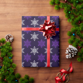 Papel De Presente Púrpura Escuro Floco de Neve Sem Costura Padrão