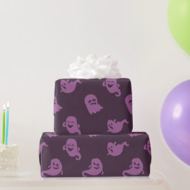 Papel De Presente Púrpura Luz Fantasmas Escuros Halloween Roxo