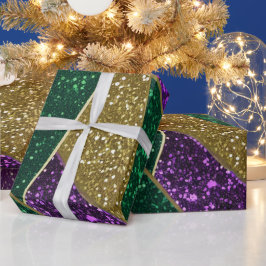 Papel De Presente Púrpura Mardi Verde Verde Gras - Padrão Brilhante