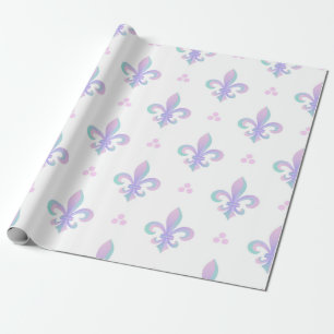 Papel De Presente Púrpura Pastel Fleur De Lis