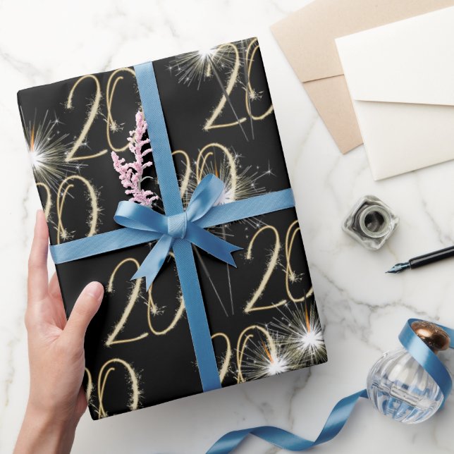 Papel De Presente Purpurinas Douradas para 20º Aniversário (Presentear)