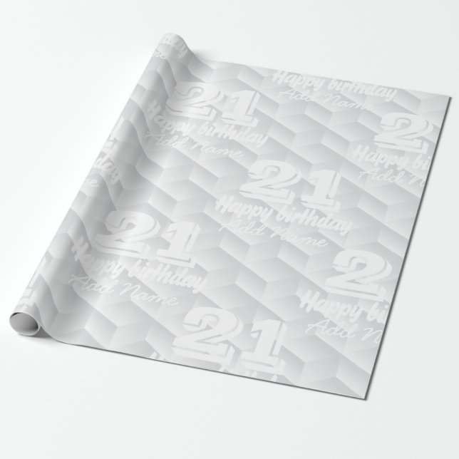 Papel De Presente Quadrado branco gravado (Desenrolado)