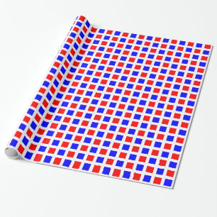 Papel De Presente Quadrados 02 - Azul e Vermelho
