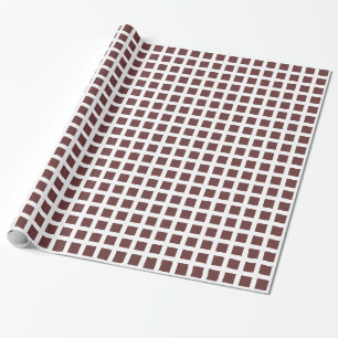 Papel De Presente Quadrados 02 - Marrom em branco