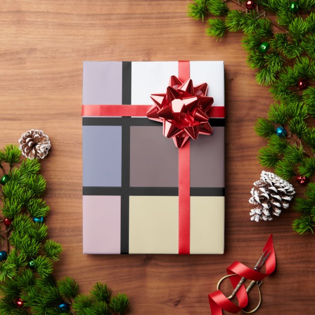 Papel De Presente Quadrados Coloridos Geométrico  (Presente de Natal)