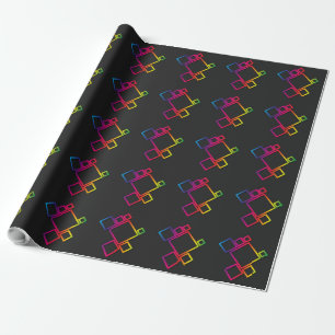 Papel De Presente Quadrados coloridos incríveis em preto nº 1