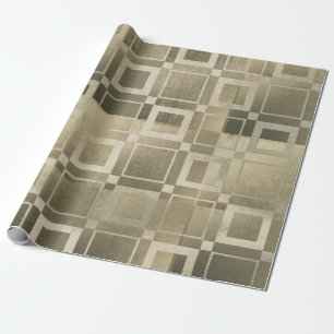 Papel De Presente Quadrados Dourados Moderno Geométrico Glamour Fest