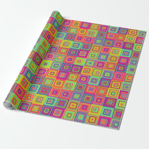 Papel De Presente Quadrados Geométricos Coloridos