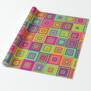 Papel De Presente Quadrados Geométricos Coloridos