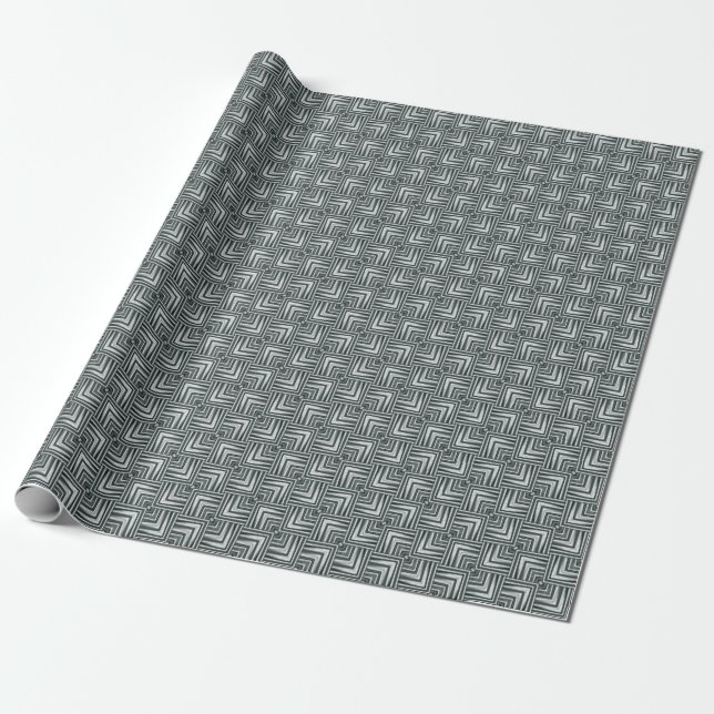 Papel De Presente Quadrados prateados sobrepostos (Desenrolado)