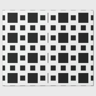 Papel De Presente Quadrados Pretos Geométricos