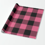 Papel De Presente Quadrados Xadrez Rosa e Preto Plaid Búfalo<br><div class="desc">papel de embrulho personalizado</div>