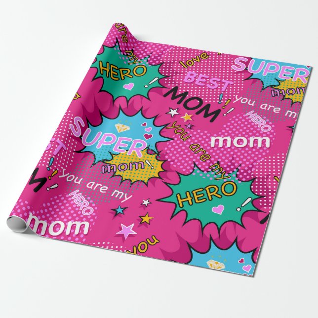 Papel De Presente Quadrinho da Super Mãe Heroína (Desenrolado)