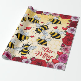 Papel De Presente Quadro de Amor Floral de Bee Mine