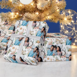 Papel De Presente Quadro de colheita branco da foto da família de Na