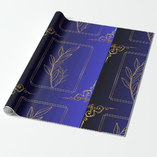 Papel De Presente Quadro de Ouro de Gradiente Azul&Preto Padrão
