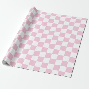 Papel De Presente Quadro de verificação branco e rosa elegante