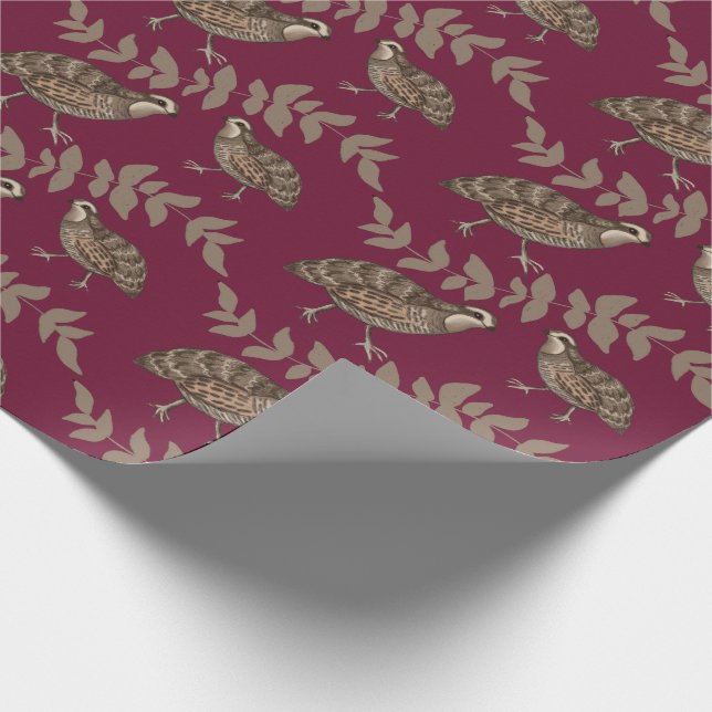 Papel De Presente Quail Clássico em Vinho (Ponta)