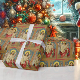 Papel De Presente Qualidade Superior de Cartões de natal Anjos Antig