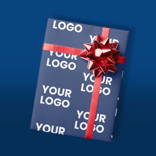 Papel De Presente Qualquer imagem ou logotipo de negócios Azul-marin