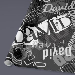 Papel De Presente Qualquer nome criativo personalizável preto e bra