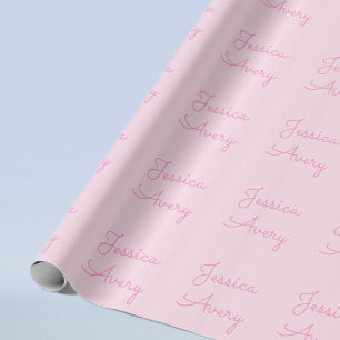 Papel De Presente Qualquer Nome   Cute Rosa Cursivo