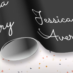 Papel De Presente Qualquer Nome   Legal Script Branco Editável em Pr