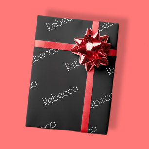 Papel De Presente Qualquer Nome   Tipo Moderno Branco em Preto