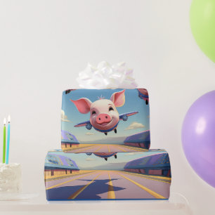 Papel De Presente Quando os Porcos Voarem Aviões de Porcos Engraçado