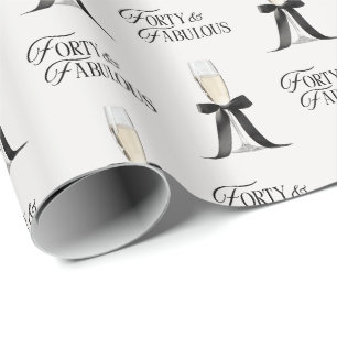 Papel De Presente Quarenta & Fabuloso Chic Champanhe Arco 40º Aniver