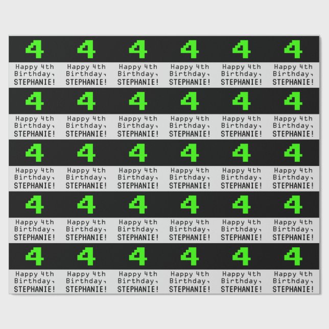 Papel De Presente Quarto aniversário - Nerdy / Geeky Style "4" e Nom (Aberto)