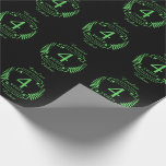 Papel De Presente Quarto anos de casamento tradicionais dos EUA<br><div class="desc">Uma design para celebrar 4 anos de casamento. Este design tem um design de riso verde (a cor tradicional para este aniversário) num fundo preto. A fruta / flores é o presente tradicional dos EUA para esta ocasião. O texto diz fruta / flores 4 anos de aniversário. Uma design romântica...</div>