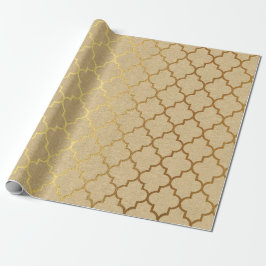 Papel De Presente Quatrefoil Art Deco Kraft Dourado Elegante Mínimo