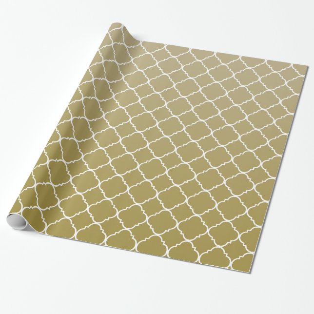 Papel De Presente Quatrefoil Dourado (Desenrolado)