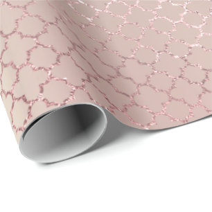 Papel De Presente Quatrefoil Glam Rosa Rosa Dourada Blush Bridal Bri