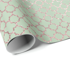 Papel De Presente Quatrefoil Glam Rosa Rosa Rosa Rosa Mint Verde Bri