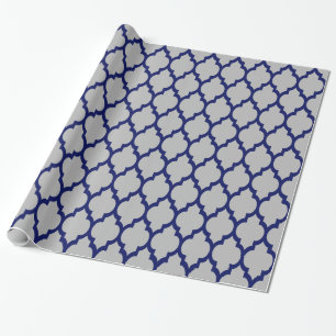 Papel De Presente Quatrefoil Marroquino do marinho XL #4