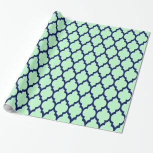 Papel De Presente Quatrefoil Marroquino Marinho Mineiro #4