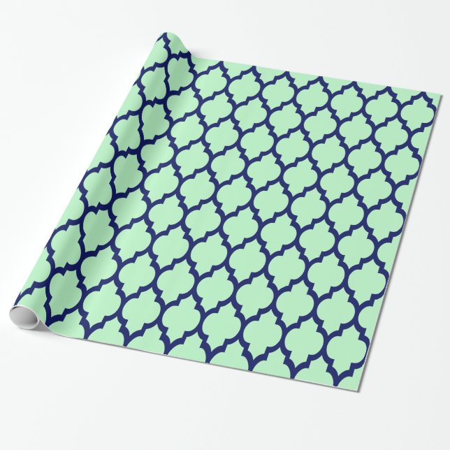 Papel De Presente Quatrefoil Marroquino Marinho Mineiro #4 (Desenrolado)