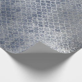 Papel De Presente Quatrefoil Prata Glam Azul Prateado