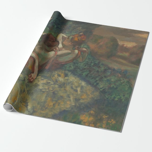 Papel De Presente Quatro Dançarinas de Edgar Degas, Arte Fino de Bal (Desenrolado)