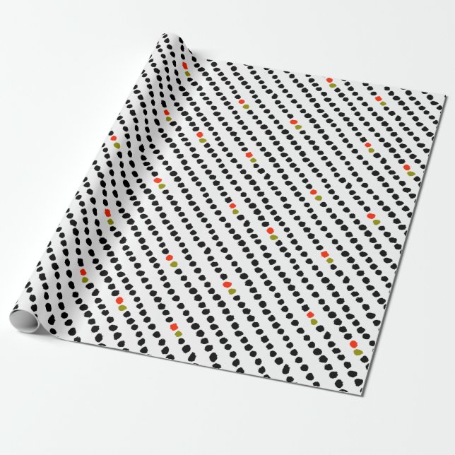 Papel De Presente Quebra-Bolinhas Unisex Black White Red & Green (Desenrolado)