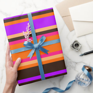 Papel De Presente Quebra de dobra moderna em laranja, magenta e roxo
