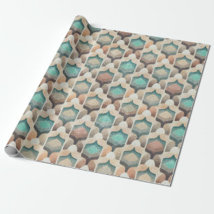 Papel De Presente Quebra de Padrão Geométrico de Turquesa Geométrica