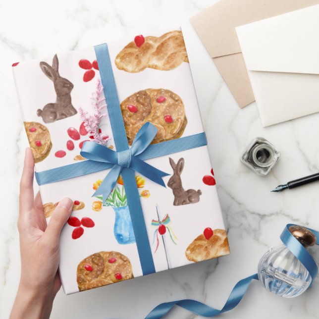 Papel De Presente Quebra de Páscoa Grega de Cores Aquáticas (Presentear)