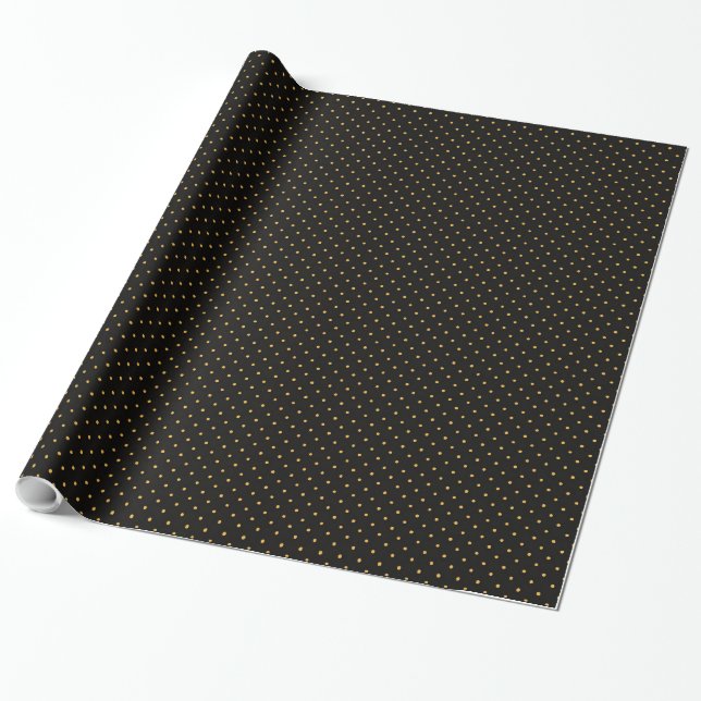 Papel De Presente Quebra de presente de Bolinhas Dourada e preta (Desenrolado)